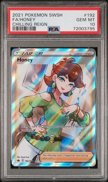 2021 POKEMON SWORD & SHIELD CHILLING REIGN #192 FA/HONEY CHILLING REIGN PSA 10 SC1