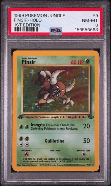 1999 POKEMON JUNGLE #9 PINSIR-HOLO 1ST EDITION PSA 8. SC1