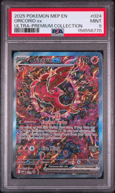 2025 POKEMON MEP EN-ME BLACK STAR PROMO #024 ORICORIO ex ULTRA-PREMIUM COLLECTION PSA 9. SC1