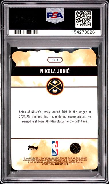 2025 TOPPS CHROME ROCK STARS #RS-7 NIKOLA JOKIC PSA 10 SC5