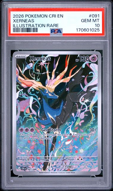 2026 POKEMON CRI EN-CHAOS RISING #091 XERNEAS ILLUSTRATION RARE PSA 10