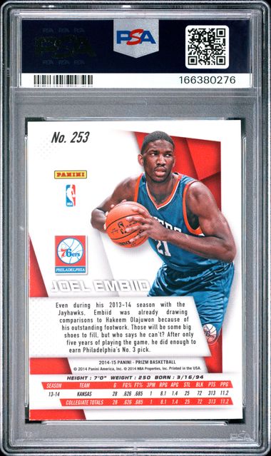 2014 PANINI PRIZM #253 JOEL EMBIID PSA 9 Jr9272-110