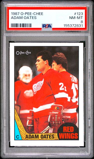 1987 O-PEE-CHEE #123 ADAM OATES PSA 8