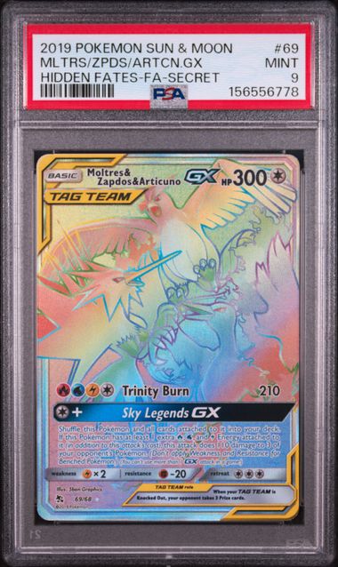 2019 POKEMON SUN & MOON HIDDEN FATES #69 MLTRS/ZPDS/ARTCN.GX HIDDEN FATES-FA-SECRET PSA 9 SC1