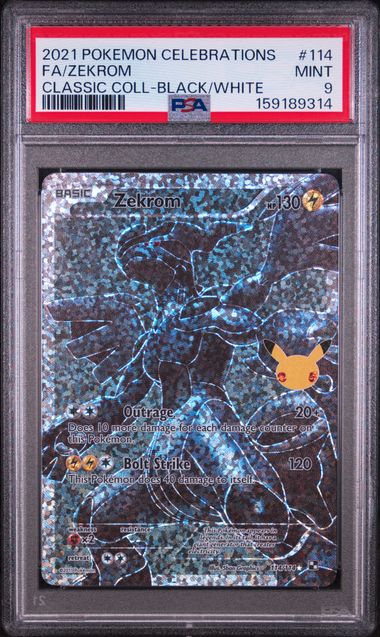 2021 POKEMON CELEBRATIONS CLASSIC COLLECTION #114 FA/ZEKROM CLASSIC COLL-BLACK/WHITE PSA 9 SC1