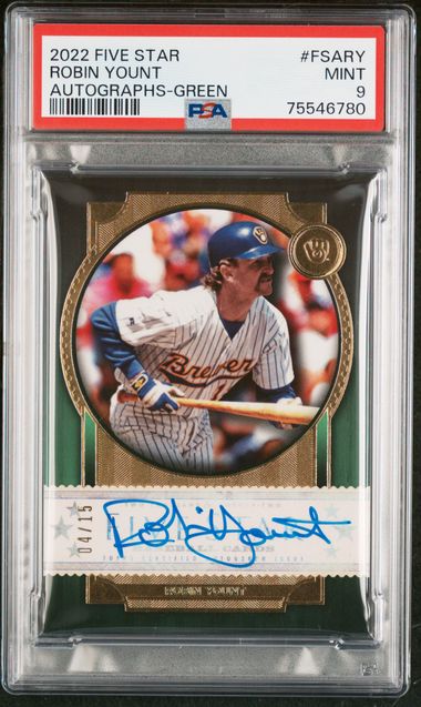2022 TOPPS FIVE STAR AUTOGRAPHS #FSARY ROBIN YOUNT AUTOGRAPHS-GREEN PSA 9