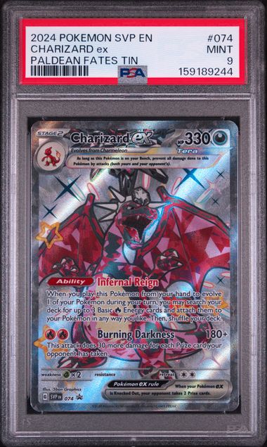 2024 POKEMON SVP EN-SV BLACK STAR PROMO #074 CHARIZARD ex PALDEAN FATES TIN PSA 9 SC1