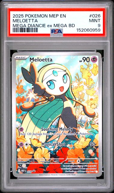 2025 POKEMON MEP EN-ME BLACK STAR PROMO #026 MELOETTA MEGA DIANCIE ex MEGA BD PSA 9