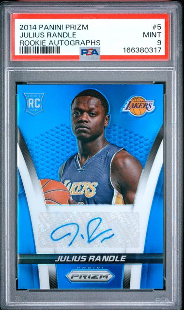 2014 PANINI PRIZM ROOKIE AUTOGRAPHS #5 JULIUS RANDLE ROOKIE AUTOGRAPHS PSA 9 JR9272-71