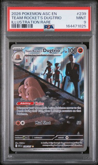 2026 POKEMON ASC EN-ASCENDED HEROES #239 TEAM ROCKET'S DUGTRIO ILLUSTRATION RARE PSA 9