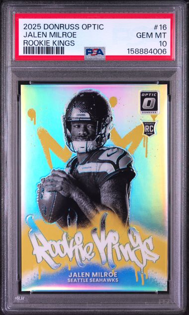 2025 PANINI DONRUSS OPTIC ROOKIE KINGS #16 JALEN MILROE PSA 10