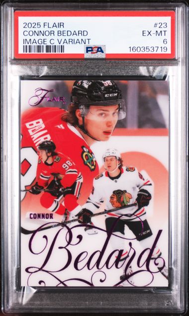 2025 UPPER DECK FLAIR #23 CONNOR BEDARD IMAGE C VARIANT PSA 6