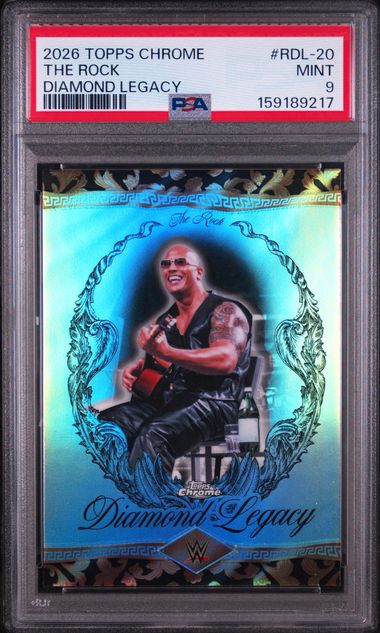 2026 TOPPS CHROME WWE THE ROCK DIAMOND LEGACY #RDL-20 THE ROCK PSA 9