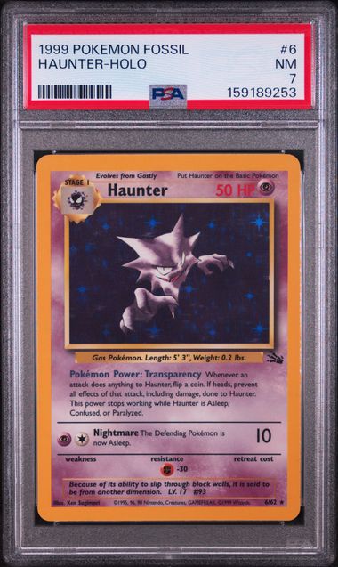 1999 POKEMON FOSSIL #6 HAUNTER-HOLO PSA 7 SC1
