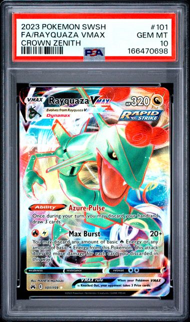 2023 POKEMON SWORD AND SHIELD CROWN ZENITH #101 FA/RAYQUAZA VMAX CROWN ZENITH PSA 10 SC1