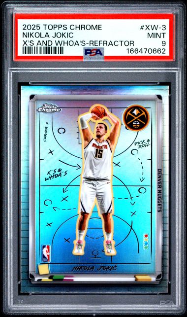 2025 TOPPS CHROME X'S AND WHOA'S #XW-3 NIKOLA JOKIC X'S AND WHOA'S-REFRACTOR PSA 9