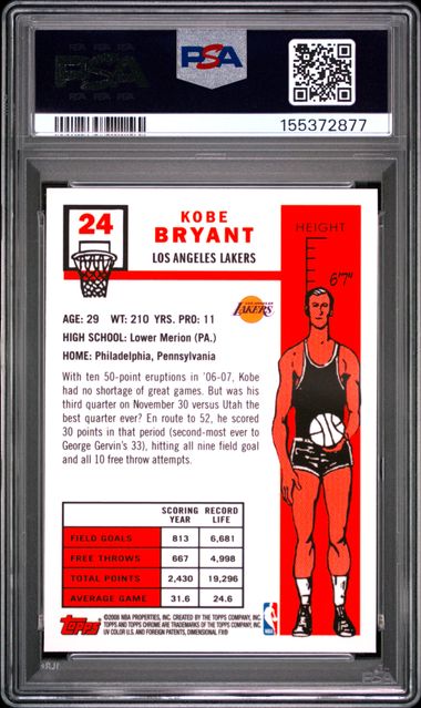 2007 TOPPS CHROME #24 KOBE BRYANT 1957-58 VARIATION PSA 9 SC5