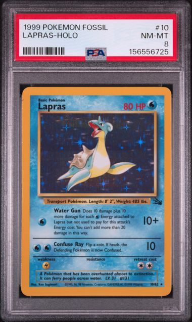 1999 POKEMON FOSSIL #10 LAPRAS-HOLO PSA 8