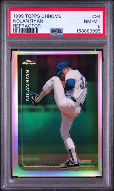 1999 TOPPS CHROME #34 NOLAN RYAN REFRACTOR PSA 8
