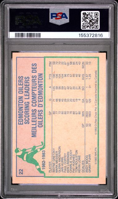 1983 O-PEE-CHEE #22 WAYNE GRETZKY PSA 7