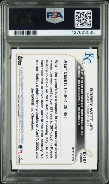 2022 TOPPS UPDATE #US187 BOBBY WITT JR. AUTHENTIC SC4