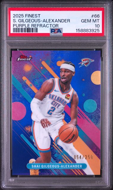 2025 TOPPS FINEST #66 S. GILGEOUS-ALEXANDER PURPLE REFRACTOR PSA 10