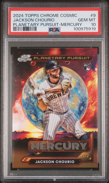 2024 TOPPS COSMIC CHROME PLANETARY PURSUIT #9 JACKSON CHOURIO PLANETARY PURSUIT-MERCURY PSA 10 SC4