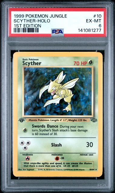 1999 POKEMON JUNGLE #10 SCYTHER-HOLO 1ST EDITION PSA 6 SC1
