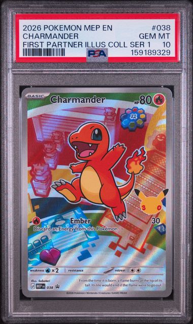 2026 POKEMON MEP EN-ME BLACK STAR PROMO #038 CHARMANDER FIRST PARTNER ILLUS COLL SER 1 PSA 10 SC1