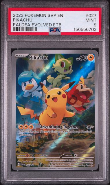 2023 POKEMON SVP EN-SV BLACK STAR PROMO #027 PIKACHU PALDEA EVOLVED ETB PSA 9
