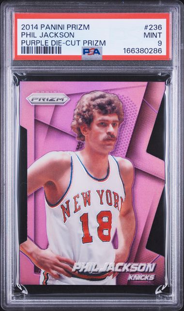 2014 PANINI PRIZM #236 PHIL JACKSON PURPLE DIE-CUT PRIZM PSA 9 JR9272-44
