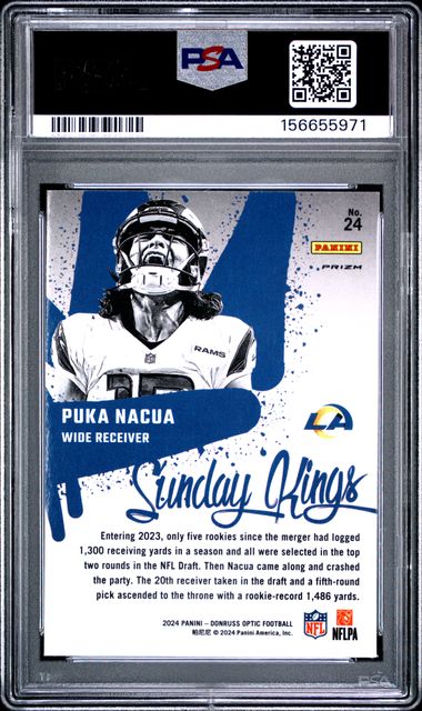 2024 Panini Donruss Optic Puka Nacua Sunday Kings #24 Los Angeles Rams PSA 10