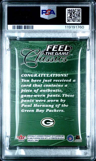 2000 FLEER GREATS OF THE GAME FEEL THE GAME CLASSICS PAUL HORNUNG FEEL THE GAME CLASSICS PSA 7