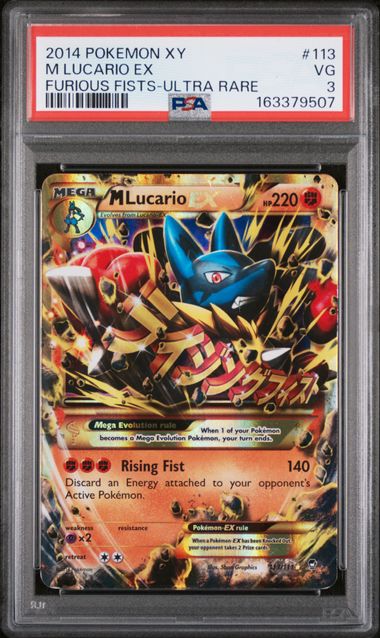 2014 POKEMON XY FURIOUS FISTS #113 M LUCARIO EX FURIOUS FISTS-ULTRA RARE PSA 3