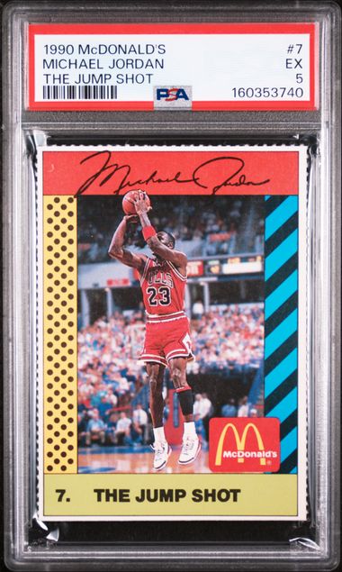 1990 McDONALD'S MICHAEL JORDAN #7 MICHAEL JORDAN THE JUMP SHOT PSA 5 SC5