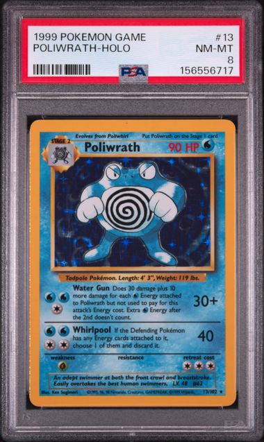1999 POKEMON GAME #13 POLIWRATH-HOLO PSA 8