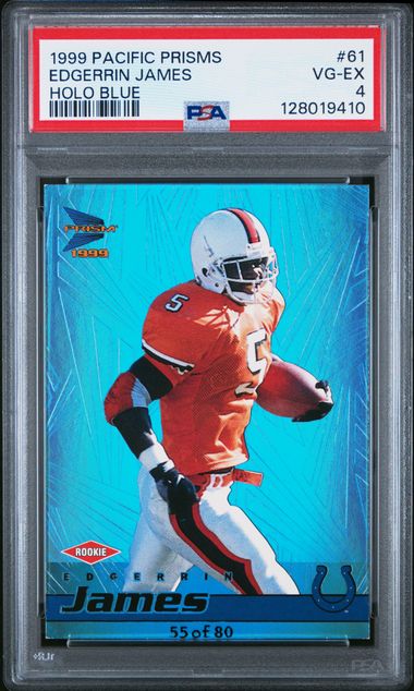 1999 Pacific Prisms Edgerrin James Holo Blue 55/80 #61 PSA 4 Colts