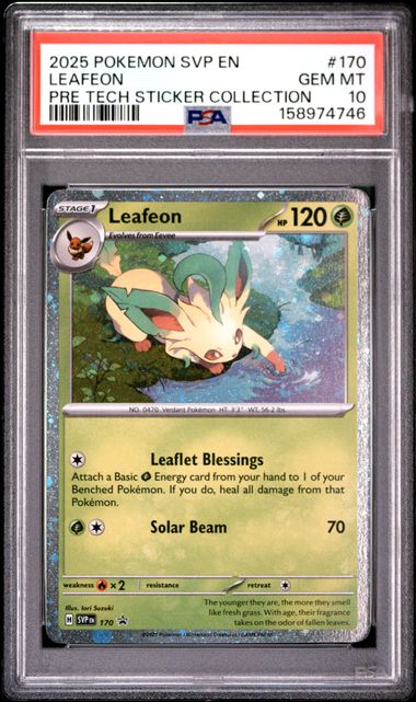 2025 POKEMON SVP EN-SV BLACK STAR PROMO #170 LEAFEON PRE TECH STICKER COLLECTION PSA 10 SC1