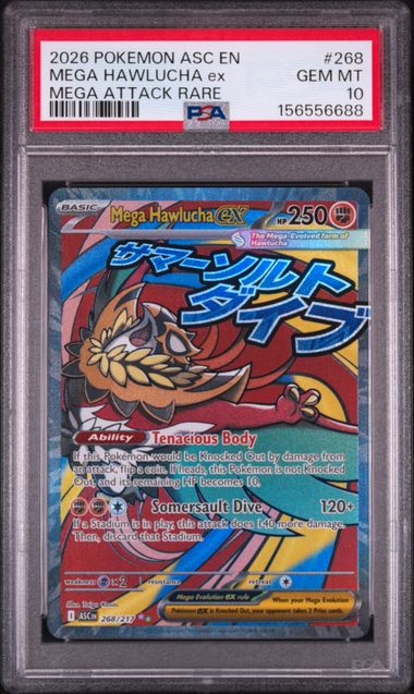 2026 POKEMON ASC EN-ASCENDED HEROES #268 MEGA HAWLUCHA ex MEGA ATTACK RARE PSA 10