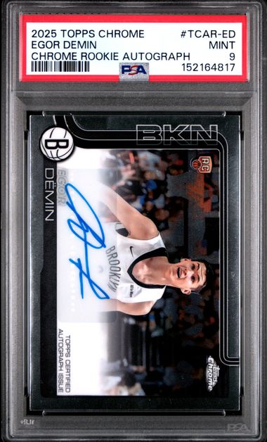 2025 TOPPS CHROME CHROME ROOKIE AUTOGRAPHS #TCAR-ED EGOR DEMIN CHROME ROOKIE AUTOGRAPH PSA 9