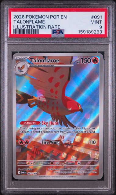 2026 POKEMON POR EN-PERFECT ORDER #091 TALONFLAME ILLUSTRATION RARE PSA 9 SC1