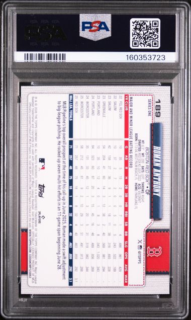 2026 TOPPS #189 ROMAN ANTHONY DIAMANTE PSA 9 SC4
