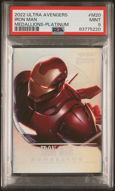 2022 Ultra Avengers Iron Man Medallions Platinum PSA 9