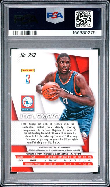 2014 PANINI PRIZM #253 JOEL EMBIID PSA 9 Jr9272-109