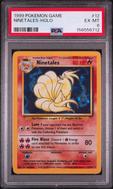 1999 POKEMON GAME #12 NINETALES-HOLO PSA 6 SC1