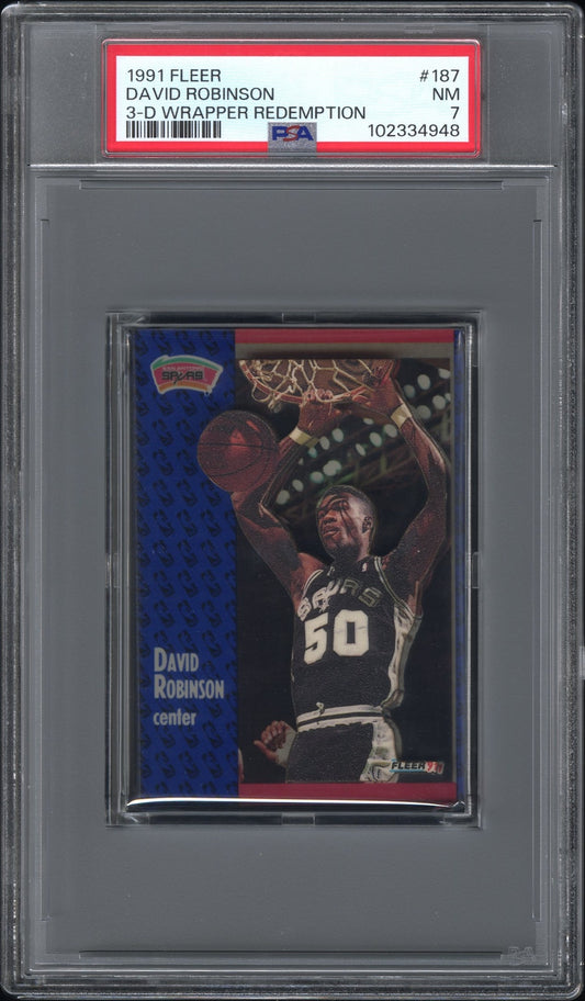 1991 Fleer David Robinson 3-D Wrapper Redemption #187 PSA 7