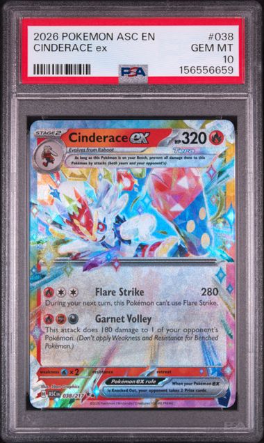 2026 POKEMON ASC EN-ASCENDED HEROES #038 CINDERACE ex PSA 10. SC1