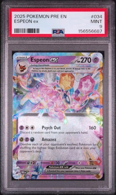 2025 POKEMON PRE EN-PRISMATIC EVOLUTIONS #034 ESPEON ex PSA 9