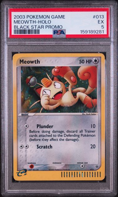 2003 POKEMON BLACK STAR PROMO #013 MEOWTH-HOLO BLACK STAR PROMO PSA 5 SC1