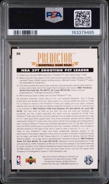 1995 UPPER DECK PREDICTOR SCORING #H4 MICHAEL JORDAN SCORING PSA 8